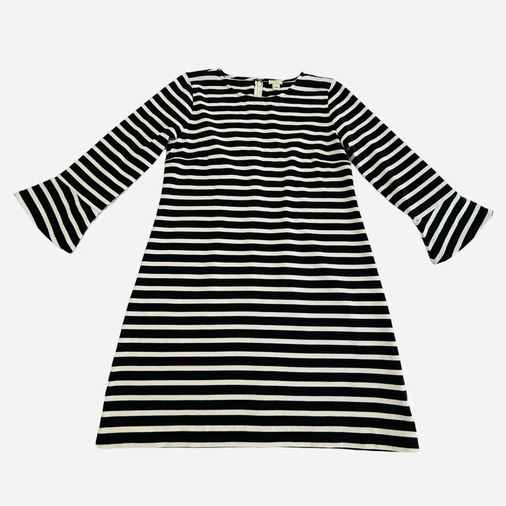Women's J.Crew Ruffle Sleeve Striped Dress Size M - Picture 3 of 10